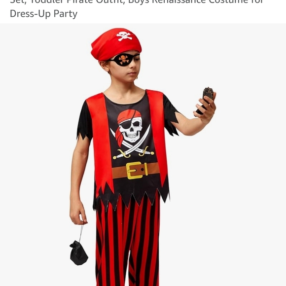 Pirate Adventure Kids Costume Set - Red and Black - Picture 3 of 6